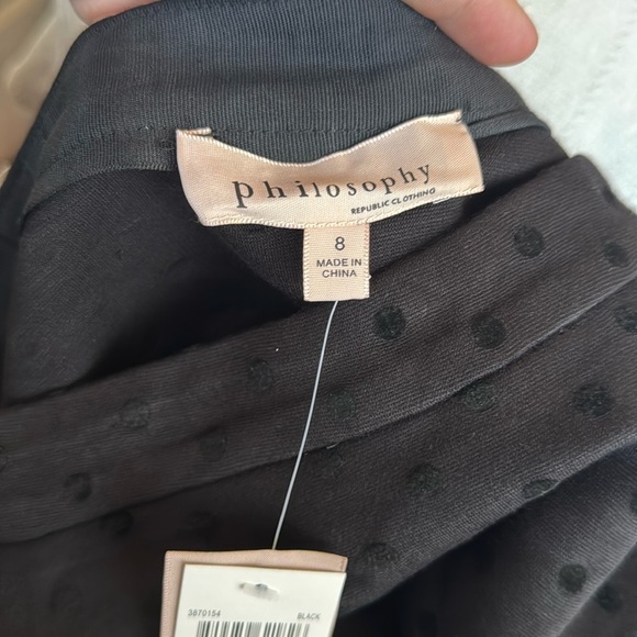 Philosophy Skirt Womens Size 8 Black A-Line Textured Dot Print Classic Short - Picture 8 of 8